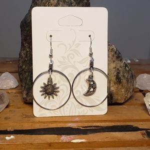 Homemade sun and moon earrings